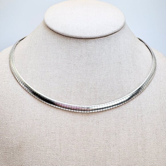 VTG Sterling Silver 925 Omega Chain Necklace Lobster Clasp Size 18.5" Length - Picture 1 of 13
